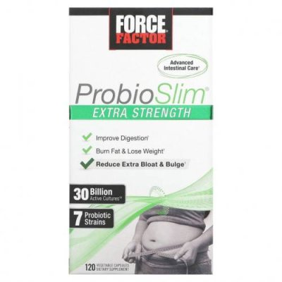 Force Factor, ProbioSlim, повышенной силы действия, 30 млрд КОЕ, 120 капсул / Пробиотики | Аптека | V4.Ru: Маркетплейс