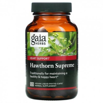 Gaia Herbs, Hawthorn Supreme, 120 веганских жидких фитокапсул / Боярышник | Аптека | V4.Ru: Маркетплейс