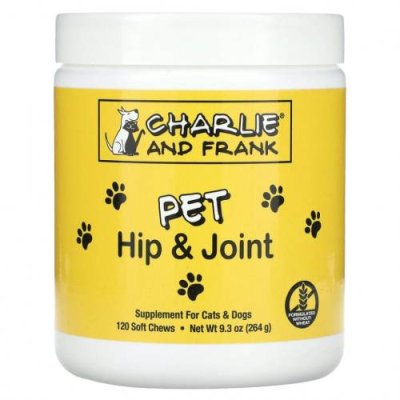 Charlie & Frank, PET Hip Joint, для кошек и собак, 120 мягких жевательных таблеток / Витамины и минералы для питомцев | Аптека | V4.Ru: Маркетплейс