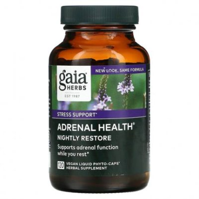 Gaia Herbs, Adrenal Health, для ночного восстановления, 120 веганских жидких капсул Phyto-Cap / Адаптогены | Аптека | V4.Ru: Маркетплейс