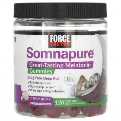 Force Factor, Somnapure, жевательные таблетки с мелатонином, 5 мг, ягодный вкус, 120 жевательных таблеток / Мелатонин | Аптека | V4.Ru: Маркетплейс