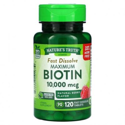 Nature's Truth, Maximum Biotin, Натуральные ягоды, 10000 мкг, 120 быстро растворяющихся таблеток / Биотин | Аптека | V4.Ru: Маркетплейс