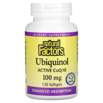 Natural Factors, Убихинол, QH-активный коэнзим Q10, 100 мг, 120 желатиновых капсул / Ubiquinol, CoQ10 | Аптека | V4.Ru: Маркетплейс