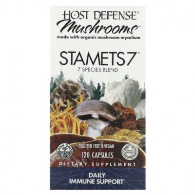 Fungi Perfecti, Host Defense, Stamets 7, грибы, ежедневная поддержка иммунной системы, 120 вегетарианских капсул / Препараты для иммунитета на основе грибов | Аптека | V4.Ru: Маркетплейс