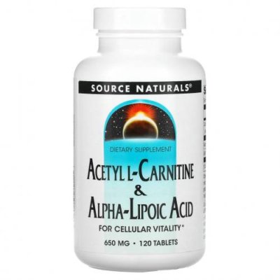 Source Naturals, Ацетил L-карнитин и альфа-липоевая кислота, 650 мг, 120 таблеток / Ацетил L-карнитин | Аптека | V4.Ru: Маркетплейс