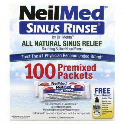 NeilMed, Sinus Rinse, натуральное средство для промывания носа, 100 пакетиков / Промывание носа и пазух | Аптека | V4.Ru: Маркетплейс