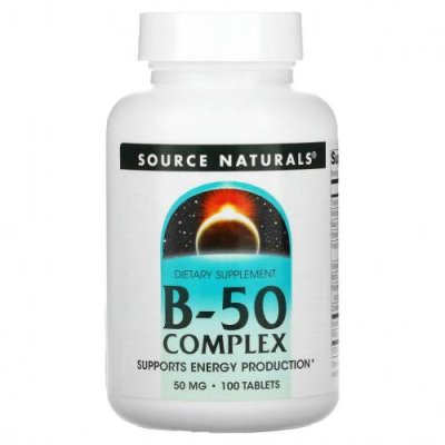 Source Naturals, комплекс B-50, 50 мг, 100 таблеток / Комплекс витаминов группы B | Аптека | V4.Ru: Маркетплейс