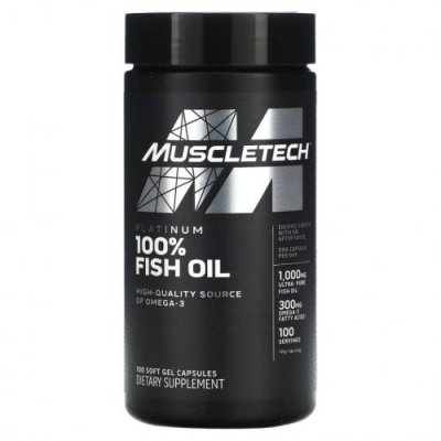 Muscletech, Platinum 100% Omega Fish Oil, Essential (серия), рыбий жир с омега-3 жирными кислотами, 100 мягких желейных капсул / Рыбий жир омега-3 | Аптека | V4.Ru: Маркетплейс