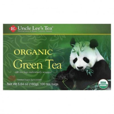 Uncle Lee's Tea, Органический зелёный чай, 100 чайных пакетиков, 160 г / Зеленый чай, продукты | Аптека | V4.Ru: Маркетплейс