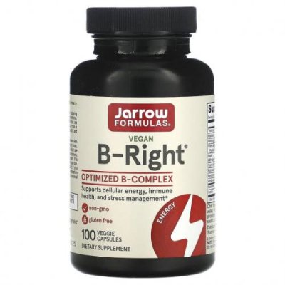 Jarrow Formulas, B-Right, 100 вегетарианских капсул / Комплекс витаминов группы B | Аптека | V4.Ru: Маркетплейс