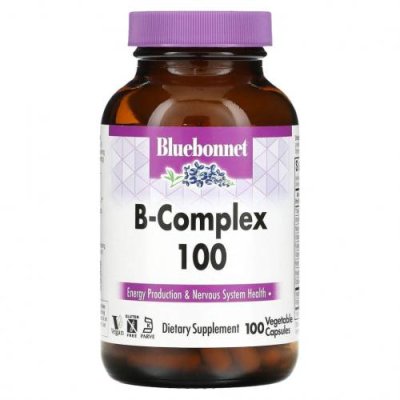 Bluebonnet Nutrition, B-Complex 100, витамины группы B, 100 вегетарианских капсул / Комплекс витаминов группы B | Аптека | V4.Ru: Маркетплейс