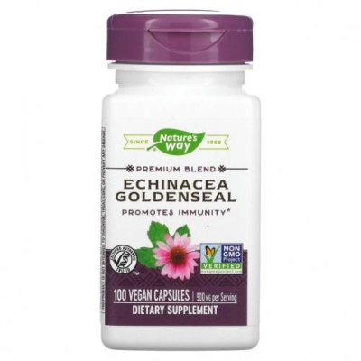 Nature's Way, Echinacea Goldenseal, 450 mg, 100 Vegan Capsules / Эхинацея и желтокорень | Аптека | V4.Ru: Маркетплейс