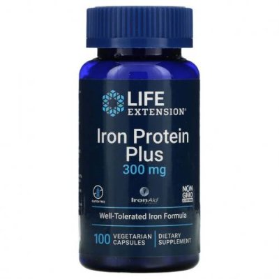 Life Extension, Iron Protein Plus, 300 мг, 100 вегетарианских капсул / Железо | Аптека | V4.Ru: Маркетплейс