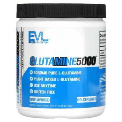 EVLution Nutrition, Глутамин 5000, без добавок, 5000 мг, 300 г (10,58 унции) / L-глютамин | Аптека | V4.Ru: Маркетплейс