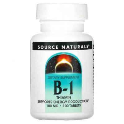 Source Naturals, витамин B1, тиамин, 100 мг, 100 таблеток / Витамин B | Аптека | V4.Ru: Маркетплейс