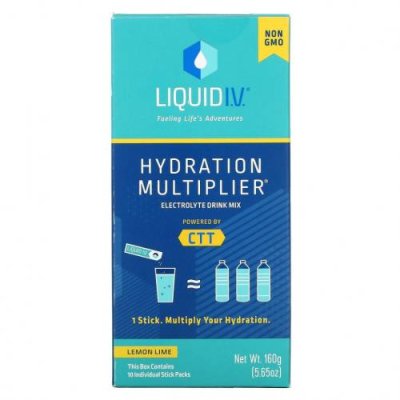 Liquid I.V., Hydration Multiplier, смесь для приготовления электролитов, лимон и лайм, 10 отдельных пакетиков по 16 г (0,56 унции) / Гидратация и электролиты | Аптека | V4.Ru: Маркетплейс