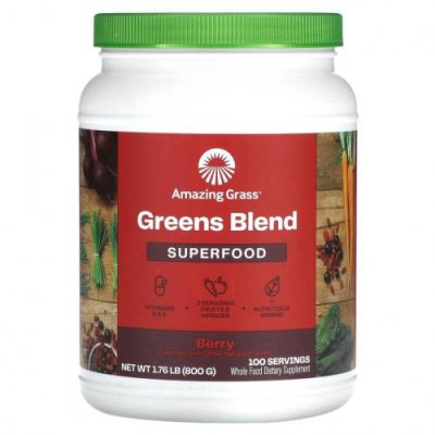 Amazing Grass, Green Superfood, ягоды, 800 г (28,2 унции) / Смеси зелени и суперфудов | Аптека | V4.Ru: Маркетплейс