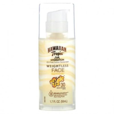 Hawaiian Tropic, Silk Hydration, Weightless Face, невесомый солнцезащитный лосьон для лица без масел, SPF 30, 50 мл / Солнезащитные средства | Аптека | V4.Ru: Маркетплейс