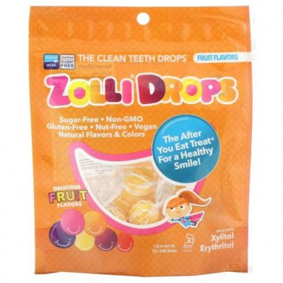 Zollipops, Zolli Drops, леденцы для чистки зубов, со вкусом фруктов, 15+ леденцов Zolli, 45 г (1,6 унции) / Леденцы | Аптека | V4.Ru: Маркетплейс