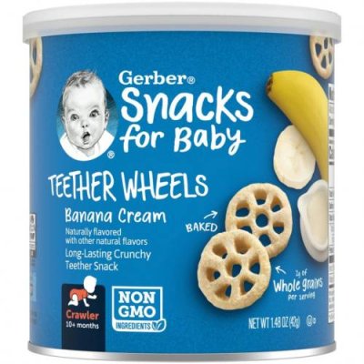 Gerber, Teether Wheels, от 8 месяцев, банановый крем, 42 г (1,48 унции) / Снеки, батончики и продукты, которые едят руками | Аптека | V4.Ru: Маркетплейс