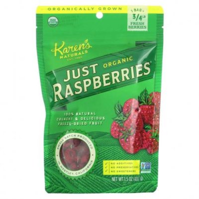 Karen's Naturals, Organic Just Raspberries, органическая малина, 42 г (1,5 унции) / Малина | Аптека | V4.Ru: Маркетплейс