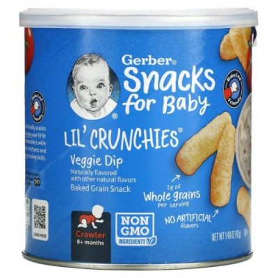 Gerber, Lil' Crunchies, для малышей от 8 месяцев, овощной соус, 42 г (1,48 унции) / Снеки, батончики и продукты, которые едят руками | Аптека | V4.Ru: Маркетплейс