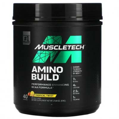 Muscletech, Amino Build, со вкусом тропических фруктов, 614 г (21,64 унции) / BCAA | Аптека | V4.Ru: Маркетплейс