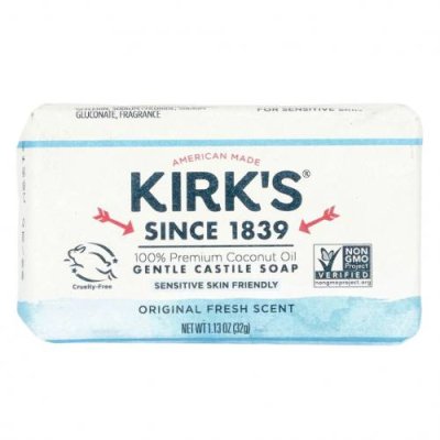 Kirk's, Gentle Castile Soap Bar, Original Fresh Scent, 1.13 oz (32 g) / Кастильское мыло | Аптека | V4.Ru: Маркетплейс