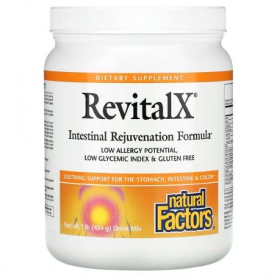 Natural Factors, RevitalX, смесь напитков для восстановления кишечника, 454 г (1 фунт) / Препараты для ЖКТ | Аптека | V4.Ru: Маркетплейс