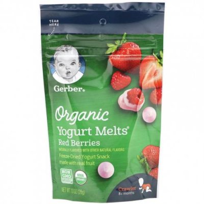 Gerber, Organic, Yogurt Melts, для малышей от 8 месяцев, с красными ягодами, 28 г (1,0 унция) / Снеки, батончики и продукты, которые едят руками | Аптека | V4.Ru: Маркетплейс