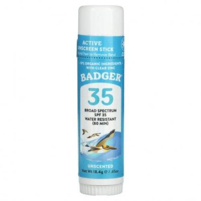 Badger Company, стик для лица, натуральное минеральное солнцезащитное средство, SPF 35, без запаха, 18,4 г (0,65 унции) / Солнцезащитные средства, лицо | Аптека | V4.Ru: Маркетплейс