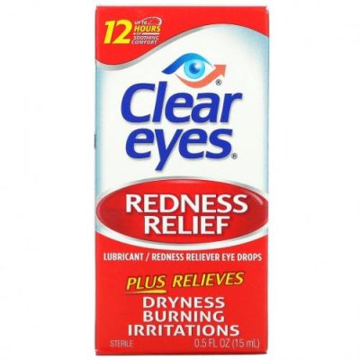 Clear Eyes, Redness Relief, Глазные капли смазывающее / снимающее покраснение, 0,5 жидких унций (15 мл) / Капли для глаз | Аптека | V4.Ru: Маркетплейс