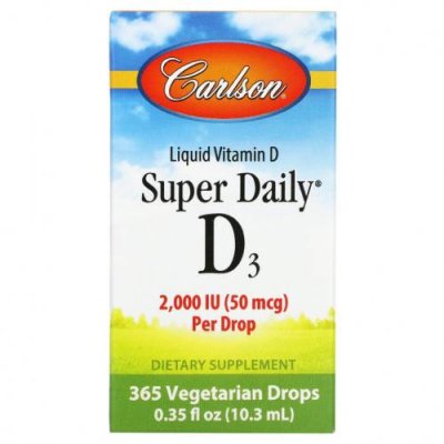 Carlson Labs, Super Daily D3, витамин D3, 50 мкг (2000 МЕ), 10,3 мл (0,35 жидк. унций) / D3 (холекальциферол) | Аптека | V4.Ru: Маркетплейс