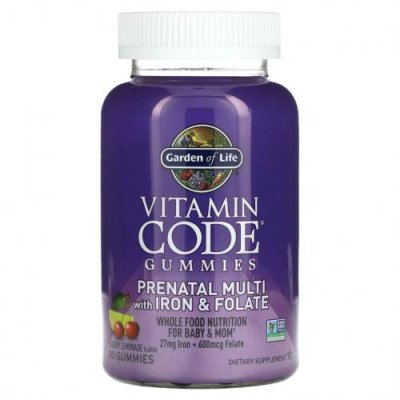 Garden of Life, Vitamin Code, жевательные таблетки для беременных, мультивитамины с железом и фолатом, вишневый лимонад, 90 жевательных таблеток / Пренатальные витамины | Аптека | V4.Ru: Маркетплейс