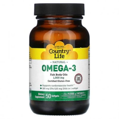 Country Life, Naturals Omega-3, 1000 мг, 50 мягких таблеток / Рыбий жир омега-3 | Аптека | V4.Ru: Маркетплейс