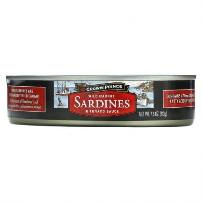 Crown Prince Natural, Wild Caught Sardines In Tomato Sauce, 7.5 oz (213 g) / Сардины | Аптека | V4.Ru: Маркетплейс