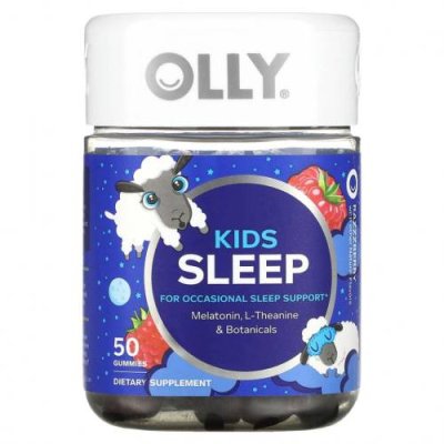 OLLY, Kids Sleep, малина, 50 жевательных таблеток / Детские добавки для сна | Аптека | V4.Ru: Маркетплейс