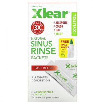 Xlear, Natural Sinus Rinse в пакетиках, быстрое облегчение, 50 шт., По 6 г / Промывание носа и пазух | Аптека | V4.Ru: Маркетплейс