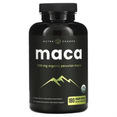 NutraChamps, Maca, 700 mg, 180 Organic Capsules / Мака | Аптека | V4.Ru: Маркетплейс