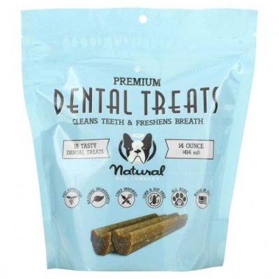 Natural Dog Company, Dental Treats, очищает зубы и освежает дыхание, 18 вкусных лакомств для зубов, 414 мл (14 унций) / Лакомства для питомцев | Аптека | V4.Ru: Маркетплейс