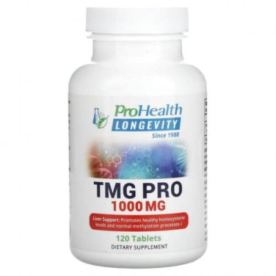 ProHealth Longevity, TMG Pro, 1000 мг, 120 таблеток / Бетаин HCL (триметилглицин) | Аптека | V4.Ru: Маркетплейс