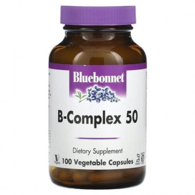 Bluebonnet Nutrition, B-Complex 50, витамины группы B, 100 вегетарианских капсул / Комплекс витаминов группы B | Аптека | V4.Ru: Маркетплейс