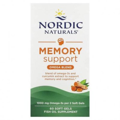 Nordic Naturals, Omega Memory с куркумином, 500 мг, 60 мягких таблеток / Рыбий жир омега-3 | Аптека | V4.Ru: Маркетплейс