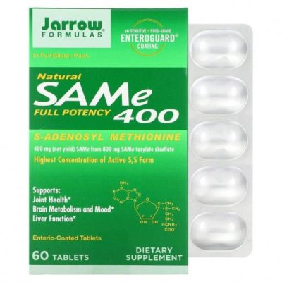 Jarrow Formulas, SAM-e (S-аденозил-L-метионин ) 400, 60 таблеток / SAM-e, Тозилат | Аптека | V4.Ru: Маркетплейс