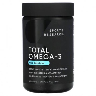 Sports Research, Total Omega-3, 120 капсул / Рыбий жир и омега для активного образа жизни | Аптека | V4.Ru: Маркетплейс