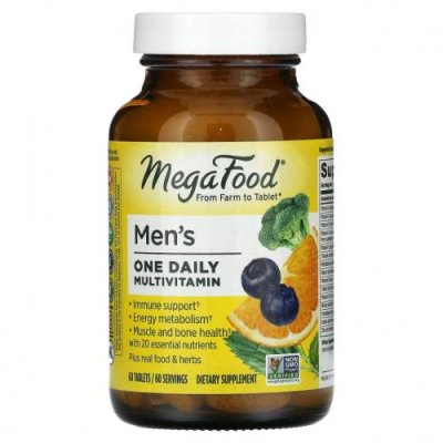 MegaFood, Men's One Daily, витамины для мужчин, 60 таблеток / Мужские мультивитамины | Аптека | V4.Ru: Маркетплейс