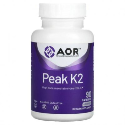 Advanced Orthomolecular Research AOR, Peak K2, 90 вегетарианских капсул / Витамин К | Аптека | V4.Ru: Маркетплейс