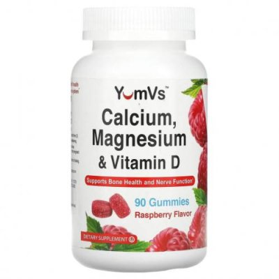 YumV's, Calcium, Magnesium & Vitamin D, Raspberry Flavor, 90 Gummies / Кальций | Аптека | V4.Ru: Маркетплейс