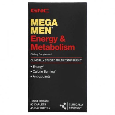 GNC, Mega Men, клинически изученные мультивитамины для мужчин, для энергии и метаболизма, 90 капсул с замедленным высвобождением / Добавки для мужчин | Аптека | V4.Ru: Маркетплейс