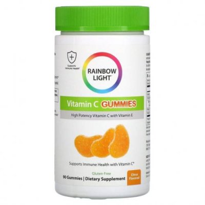 Rainbow Light, Gummy Vitamin C Slices, со вкусом мандарина и апельсина, 90 жевательных таблеток / Аскорбиновая кислота | Аптека | V4.Ru: Маркетплейс